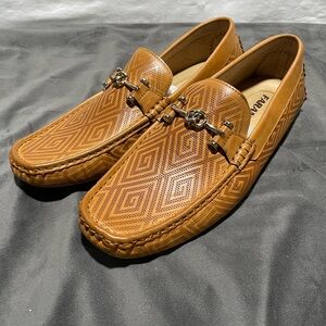 Faranzi Tan Bit Loafers Mens 9.5 Geometric Driving Moc Slip On Streetwear Casual